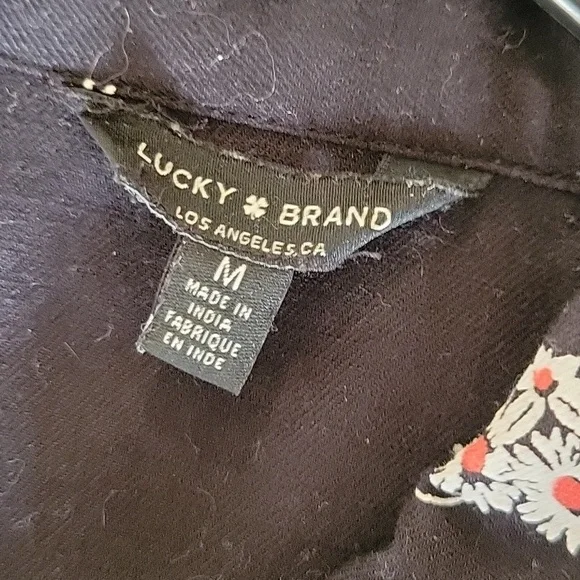 Lucky Brand Women's Logan Cotton Printed Jumpsuit Black Size M - Picture 6 of 13